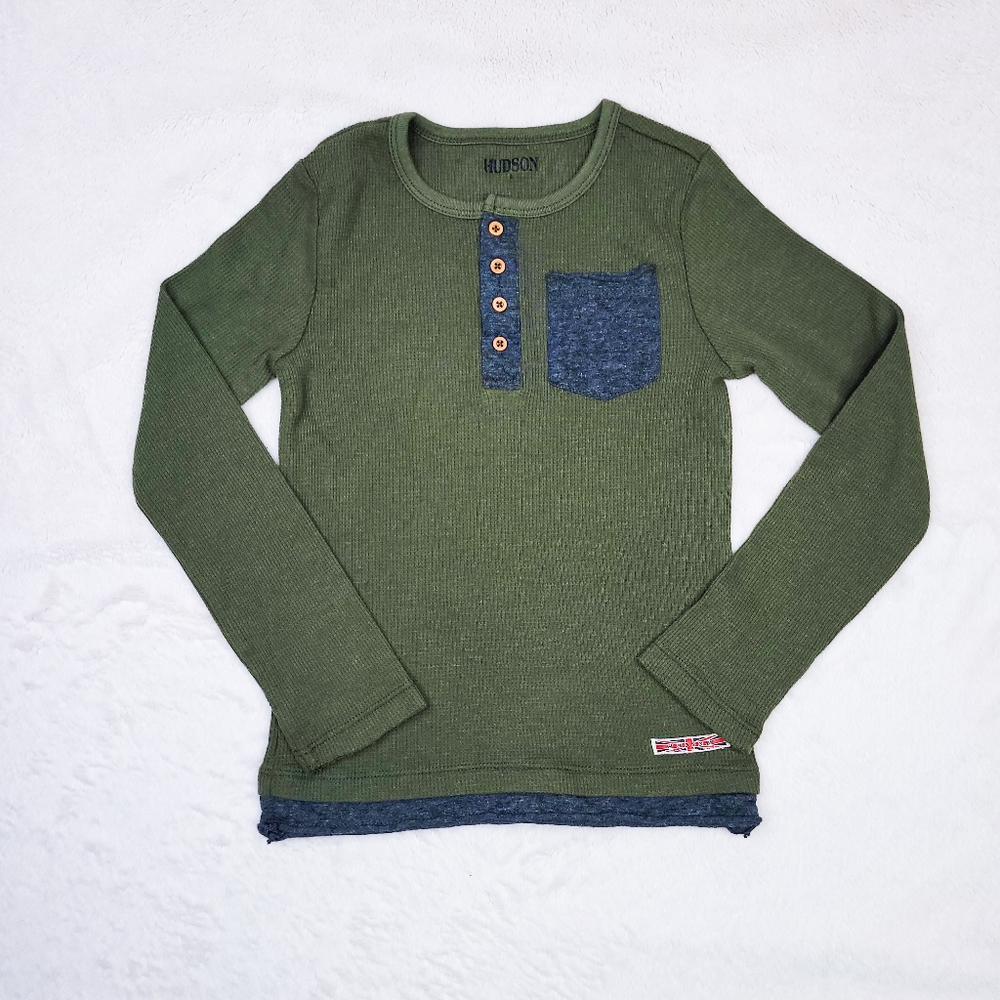 Hudson Boys Army Green Long Sleeve Thermal Size 6